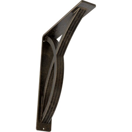 Ekena Millwork Miller Wrought Iron Bracket, (Triple center brace), Antiqued Pale Gold 2"W x 10"D x 12"H BKTM02X10X12TMIAPG